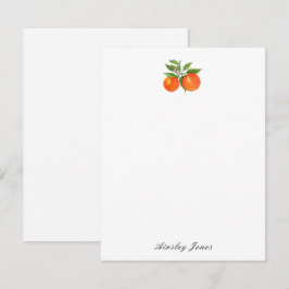 Cartão De Notas Aquarela Laranja Personalizada Citrus