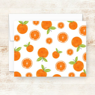 Cartão De Notas Aquarela Laranjas Frutas Cítricas