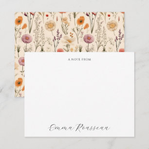 Cartão De Notas Aquarela Lilás Laranjas Flores Silvestres Roteiro