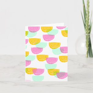 Cartão De Notas Aquarela Melão Rosa Verde Amarelo Padrão