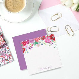 Cartão De Notas Aquarela Peônias Florais &Hortênsias Personalizado