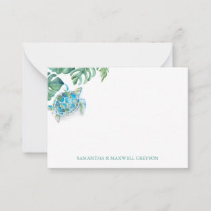 Cartão De Notas Aquarela Personalizada De Tartaruga Do Mar