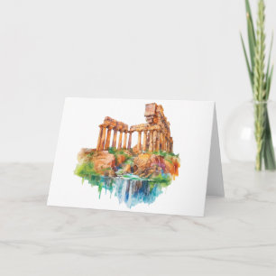 Cartão De Notas Aquarelas da Sicília - Antigas Ruínas Notecard