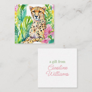 Cartão De Notas Aquarelas Preppy Palm Beach Cheetah em Flores