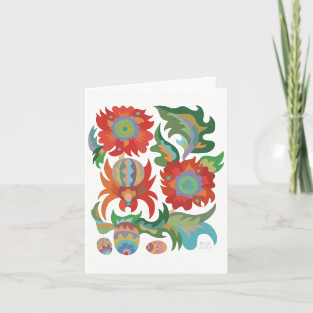 Cartão De Notas Aranha e Flores Samchykivka (Frente)