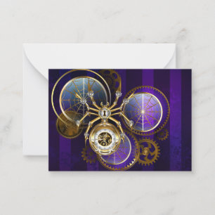 Cartão De Notas Aranha Steampunk no fundo roxo