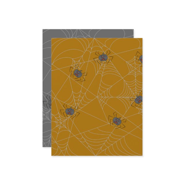 Cartão De Notas Aranhas do Dia das Bruxas e abóboras (Frente/Verso In Situ)