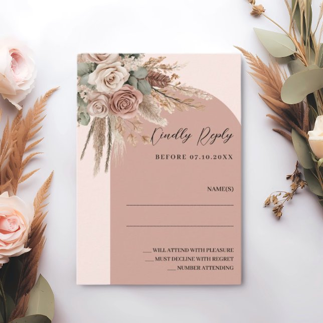 Cartão De Notas Arch resposta ao casamento RSVP beige taupe (Criador carregado)