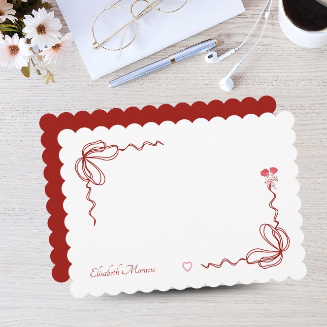 Cartão De Notas Arco de Aquarela Rosa Elegante Personalizado (Elegant Watercolor Bow Personalized Note Cards)