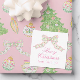 Cartão De Notas Arco de borboleta rosa e verde com aquarela