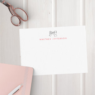 Cartão De Notas Arco de coquete de porta desenhada à mão, cor-de-r