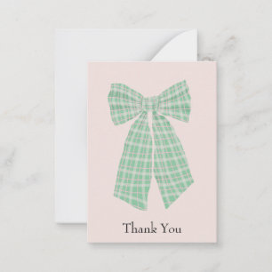 Cartão De Notas Arco Gingham Coquette Blush Personalizável Obrigad