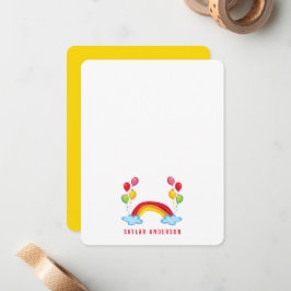 Cartão De Notas Arco-Íris e Balões Aniversário Obrigado Nota