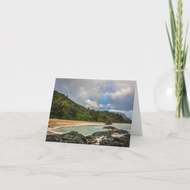 Cartão De Notas Arco-íris em Lumaha'i Beach, Kauai, Havaí (Frente)