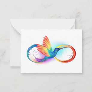 Cartão De Notas Arco-íris Hummingbird com símbolo Infinito