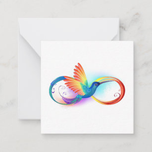 Cartão De Notas Arco-íris Hummingbird com símbolo Infinito