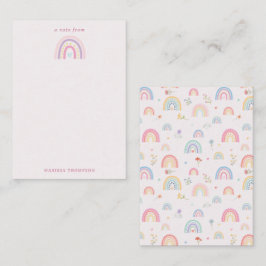 Cartão De Notas Arco-íris Pastel Meninas Flores Silvestres & Coraç