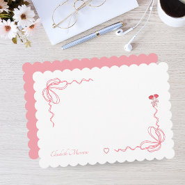 Cartão De Notas Arco Personalizado de Aquarela Rosa Elegante