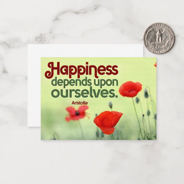 Cartão De Notas Aristóteles Inspiração Citação "Felicidade" (Frente/Verso In Situ)