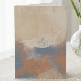 Cartão De Notas Arte Abstrata Minimalista em Azul Terroso e Ocre
