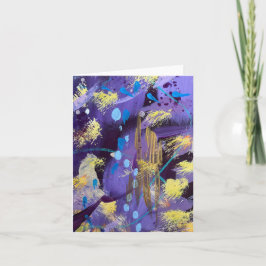 Cartão De Notas Arte abstrata roxa e dourada de feriado