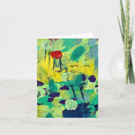 Cartão De Notas Arte Abstrata Verde e Azul Divertida