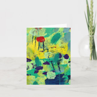 Cartão De Notas Arte Abstrata Verde e Azul Divertida