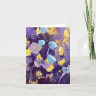 Cartão De Notas Arte abstrata vibrante em roxo, azul e amarelo