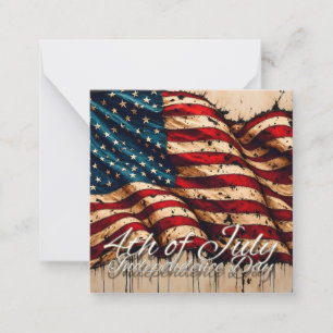 Cartão De Notas Arte da Bandeira Americana Vintage para 4 de Julho