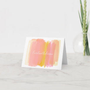 Cartão De Notas Arte de Aquarela Abstrato rosa Nome Personalizad