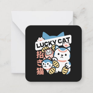 Cartão De Notas Arte de Gato Sortudo – Maneki Neko com Moeda de Ou