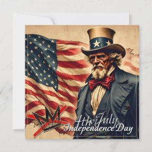 Cartão De Notas Arte do Dia da Independência do Tio Sam Sem Reis