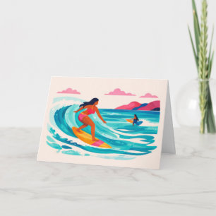 Cartão De Notas Arte do surfista Aloha havaí em branco por dentro