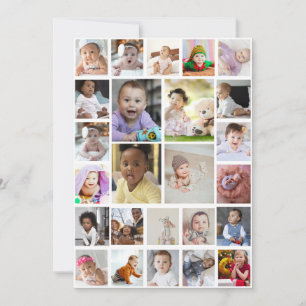 Cartão De Notas Arte Emoldurada com Colagem de 25 Fotos Personaliz