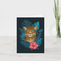 Arte Floral bonito de Leopardo-da-Selva | Azul