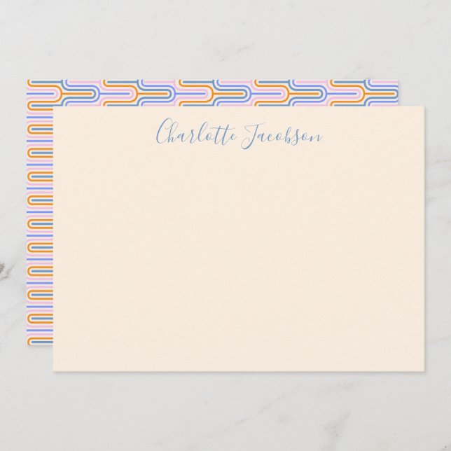 Cartão De Notas Arte Geométrica de Lavanda de Groovy Cute Personal (Frente/Verso)