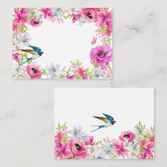 Cartão De Notas Artístico floral cor de rosa (Frente/Verso)