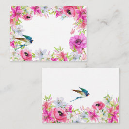 Cartão De Notas Artístico floral cor de rosa