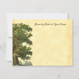 Cartão De Notas Árvore de Carvalho da Vintage com Letra Negra Edit