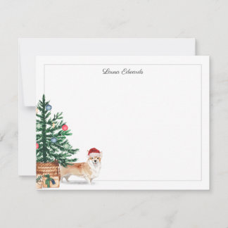 Cartão De Notas Árvore de Natal Corgi Férias