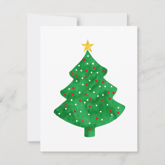Cartão De Notas Árvore de Natal de Aquarela Evergreen (Frente)