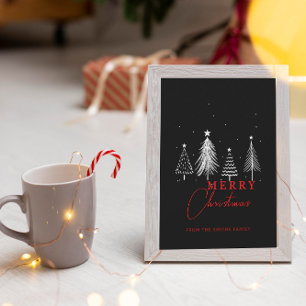 Cartão De Notas Árvore de Natal de Pinheiro Elegante Simples Preto