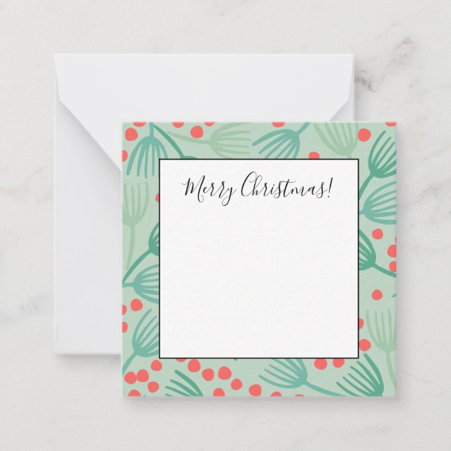 Cartão De Notas Árvore de Natal Desenhada à Mão Folhas de Pinheiro (Frente)