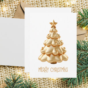 Cartão De Notas Árvore de Natal Elegante e Sofisticada em Dourado