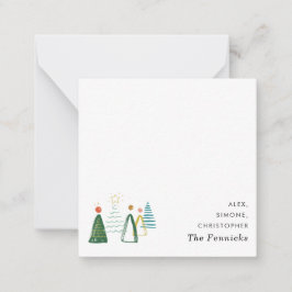 Cartão De Notas Árvore de Natal em Aquarela Moderna Quadrada de Fé