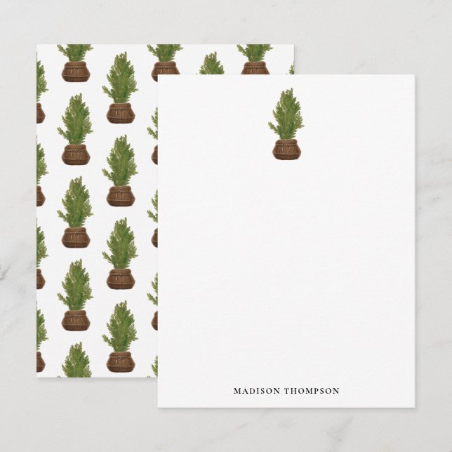 Cartão De Notas Árvore de Natal em Aquarela Rústica Moderna Festa (Frente/Verso)