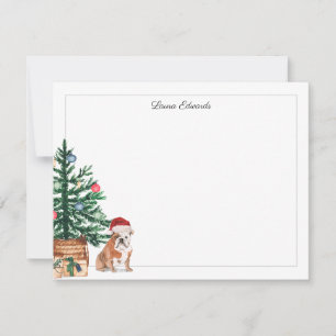Cartão De Notas Árvore de Natal English Bulldog Férias