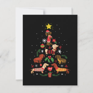 Cartão De Notas Árvore de Natal Engraçada do Dachshund