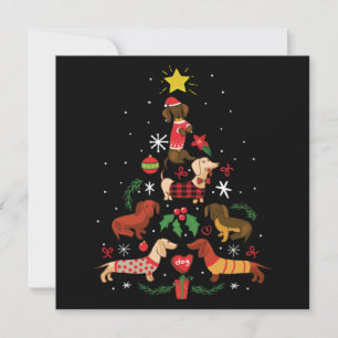 Cartão De Notas Árvore de Natal Engraçada do Dachshund