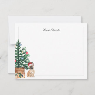 Cartão De Notas Árvore de Natal French Bulldog Feriado